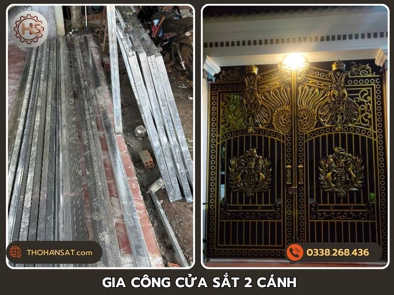 Xưởng gia công cửa sắt 2 cánh từ phôi sắt dày chất lượng cao