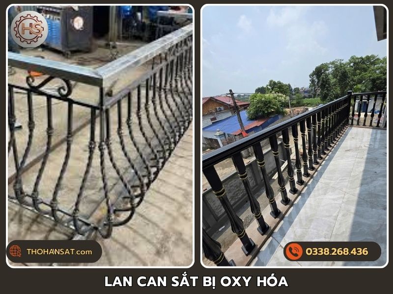 Hiện tượng lan can sắt bị oxy hóa do khí hậu mưa nắng thất thường