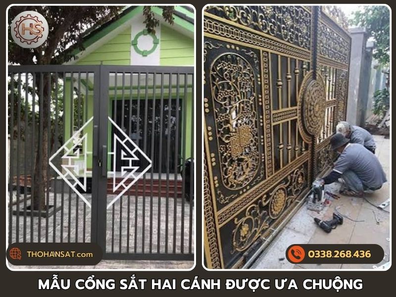 Các mẫu cổng sắt 2 cánh đẹp được ưa chuộng nhất hiện nay