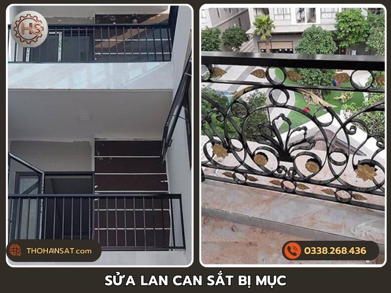 Sửa lan can sắt bị mục rỗng, gãy sập chốt nối an toàn