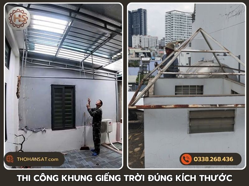 Thi công khung giếng trời chuẩn xác kích thước, lắp đặt vừa vặn tại TPHCM