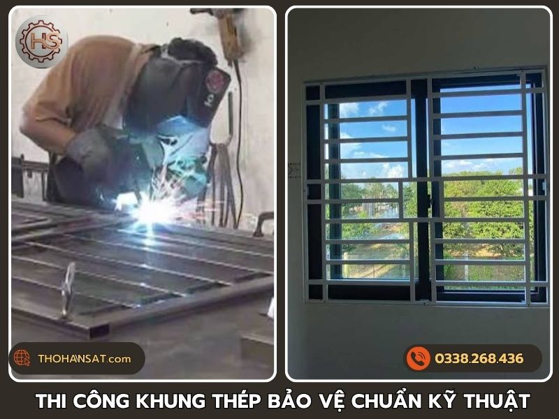 Thợ thi công khung thép bảo vệ cửa sổ chuẩn quy trình kỹ thuật