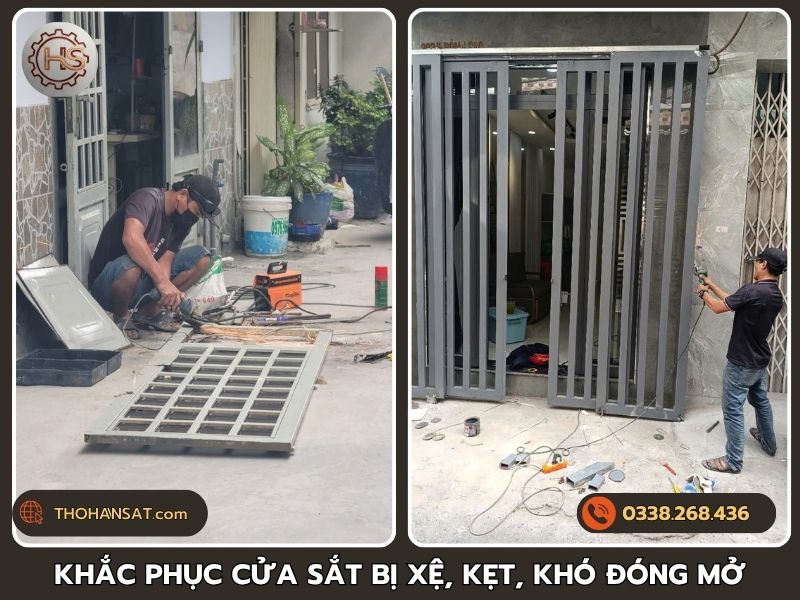 Khắc phục cửa sắt bị xệ kẹt khó đóng mở