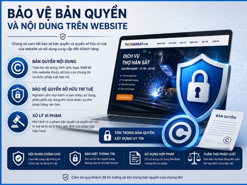 Bảo vệ bản quyền và nội dung trên website tại Thợ Hàn Sắt