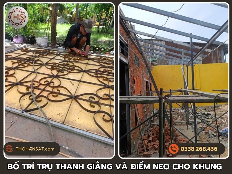 Kỹ thuật bố trí trụ cột thanh giằng và điểm neo chịu lực cho khung mái che