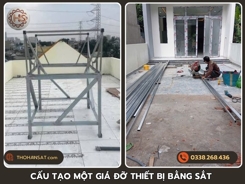 Chi tiết cấu tạo cơ bản của một bộ khung giá đỡ thiết bị bằng sắt mạ kẽm