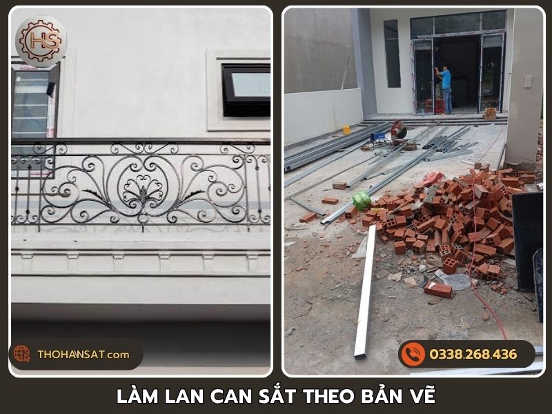 Thợ gia công hàn lắp lan can sắt ban công chuẩn xác theo bản vẽ thiết kế