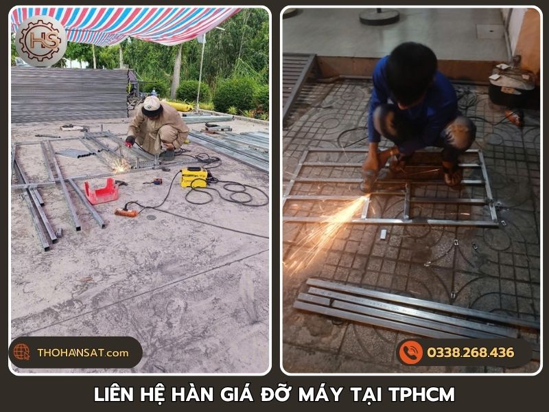 Khách hàng liên hệ thợ cơ khí hàn giá đỡ máy tận nơi tại TPHCM