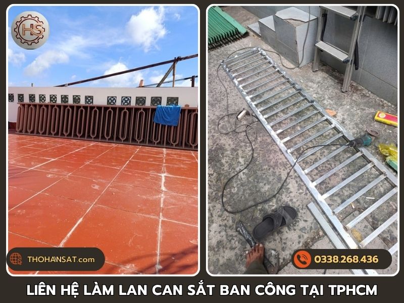 Khách hàng liên hệ thợ thi công lắp đặt lan can sắt ban công tại TPHCM