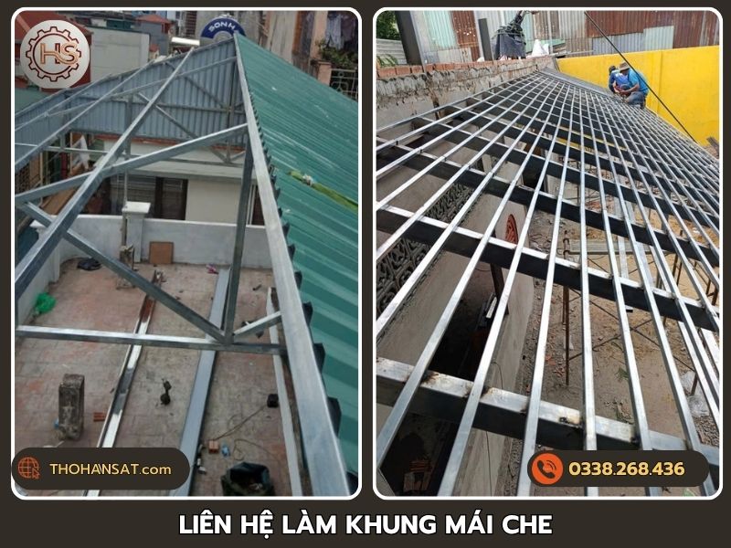 Thợ liên hệ kiểm tra và nghiệm thu công trình khung mái che bằng sắt