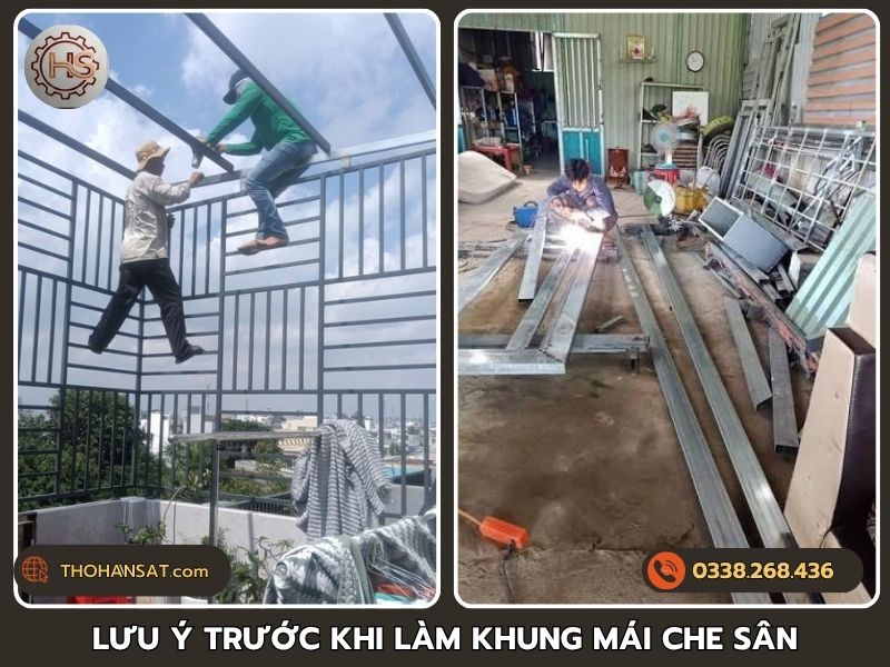 Những lưu ý kỹ thuật quan trọng trước khi tiến hành làm khung mái che sân