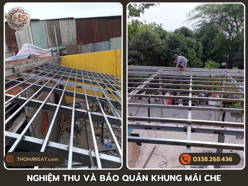 Mái che khung sắt bị võng sau mưa: kiểm tra gì?
