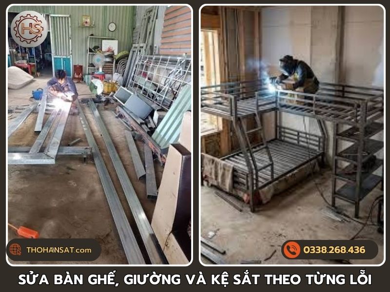 Thợ cơ khí xử lý khắc phục các lỗi gãy nứt trên bàn ghế giường và kệ sắt