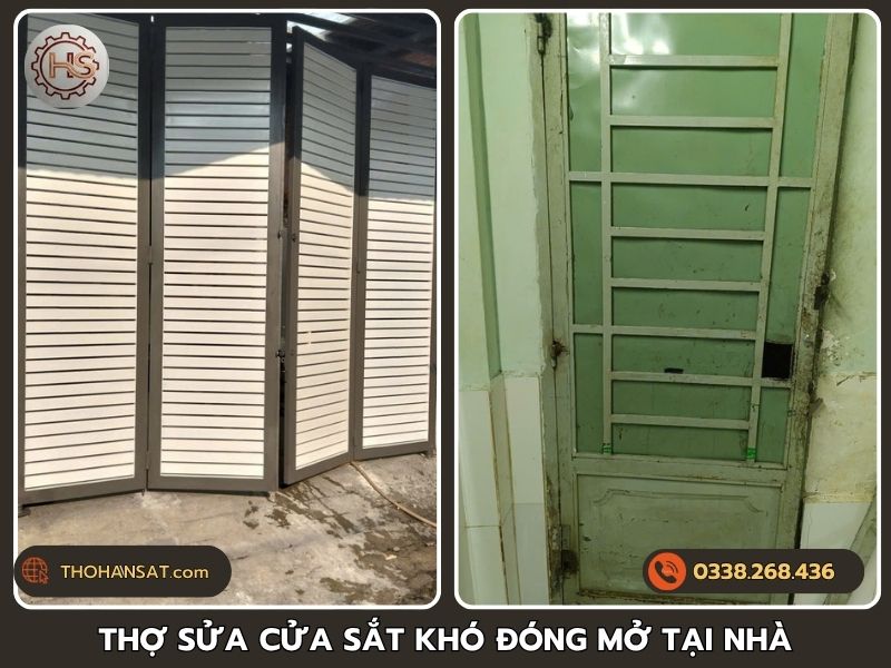 Thợ thi công chuyên nghiệp đến tận nhà xử lý cánh cửa sắt bị rít kẹt