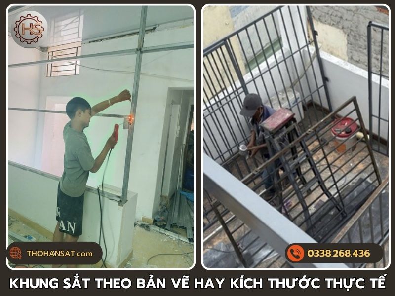 So sánh gia công khung sắt theo bản vẽ thiết kế và đo đạc kích thước thực tế