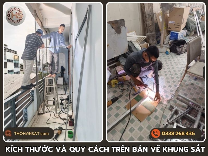 Phân tích chi tiết kích thước và quy cách vật tư trên bản vẽ khung sắt