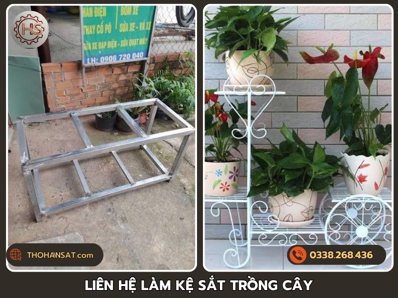 Khách hàng liên hệ thợ cơ khí gia công kệ sắt trồng cây ban công