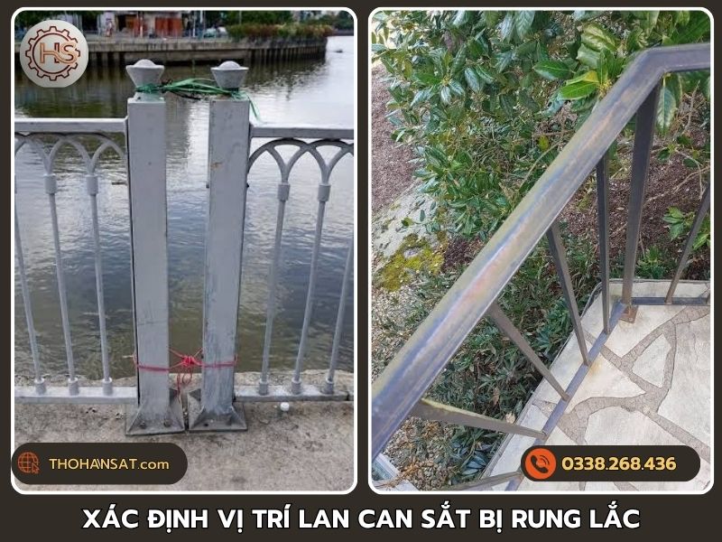 Xác định chính xác vị trí lan can sắt bị rung lắc để thi công sửa chữa
